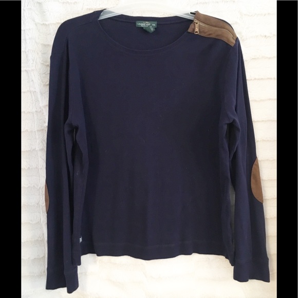 Lauren Ralph Lauren Tops - Lauren Jeans Co. Navy Top w/Elbow Parches, Zipper